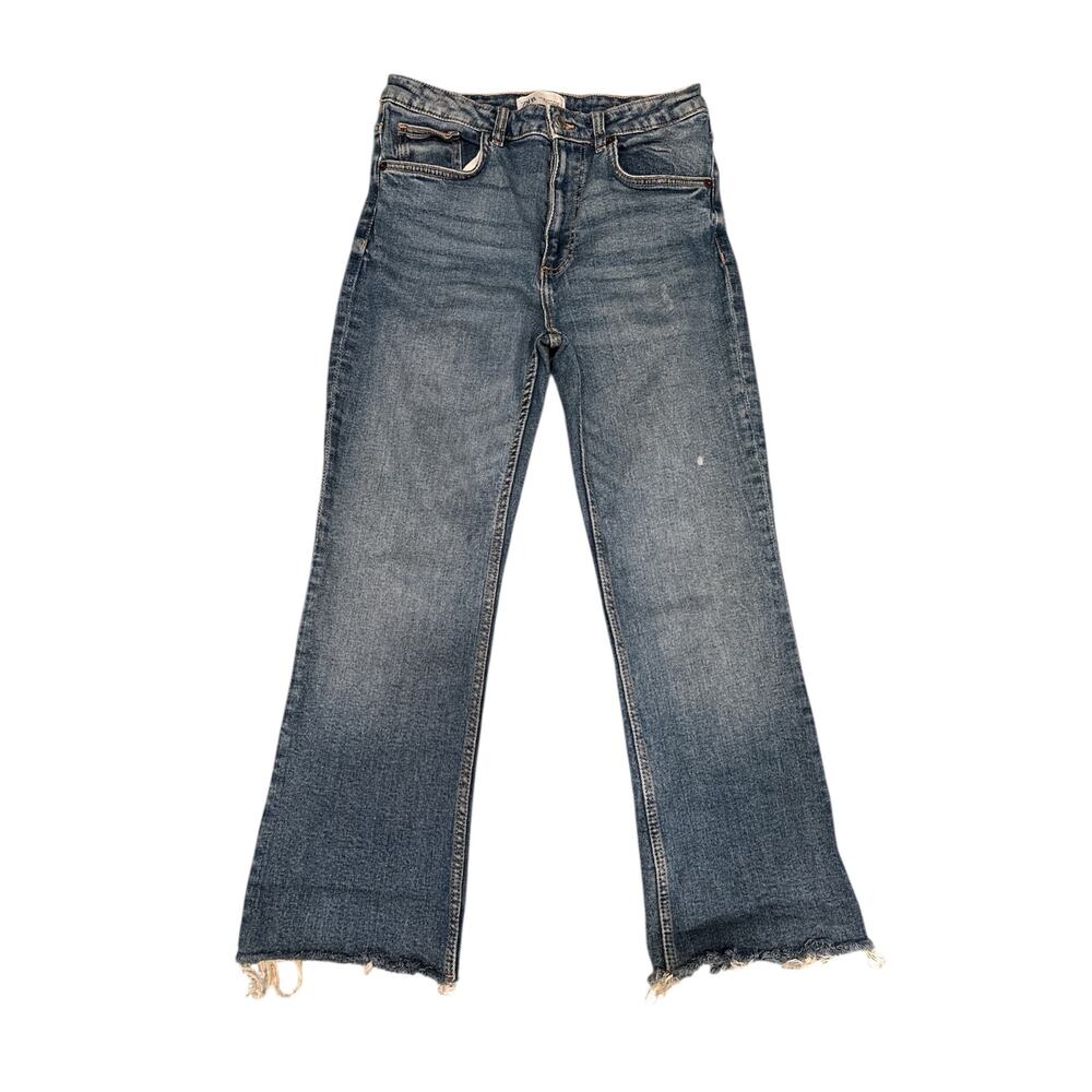 Zara blue denim raw hem jeans women’s size 8